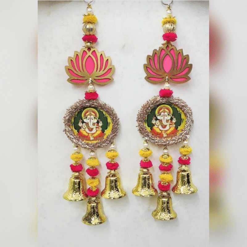 Lotus and Ganesh Ji With Pom Pom and Bell
