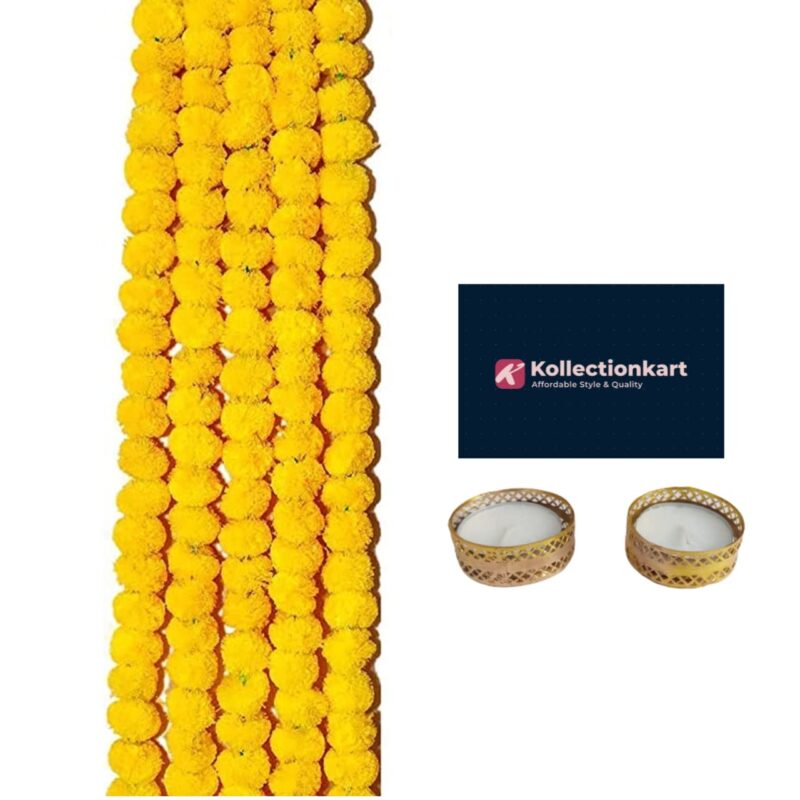 Marigold Fluffy Lemon Yellow Flowers Garlands