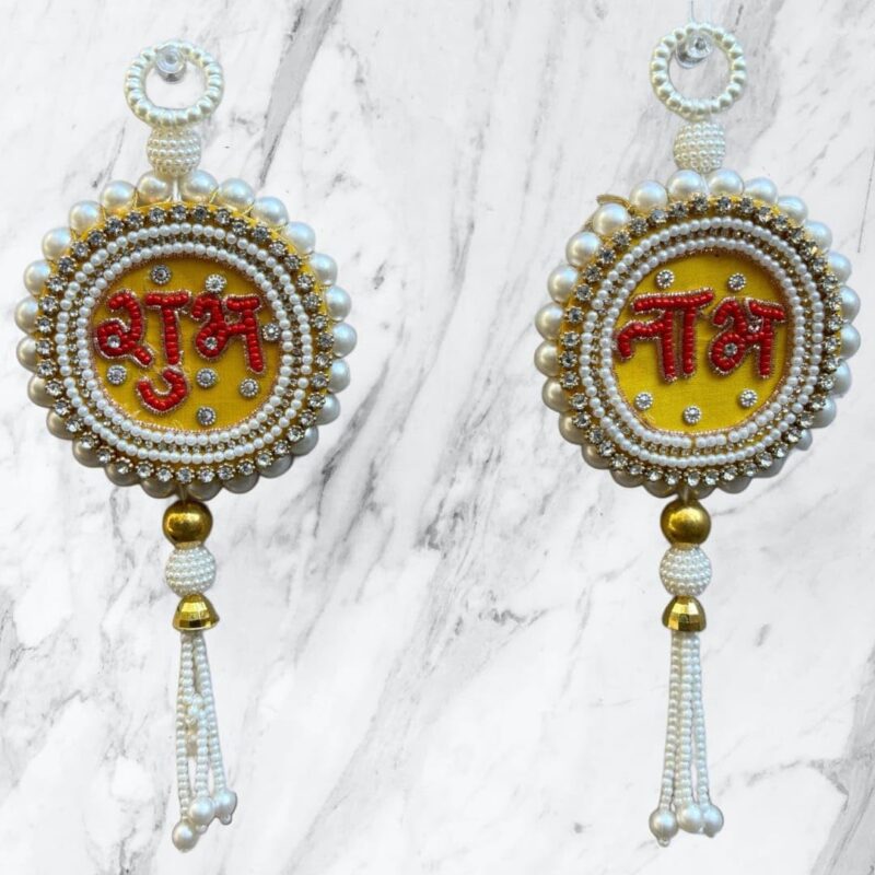 Round Moti Bangle Shubh Labh with Tassel