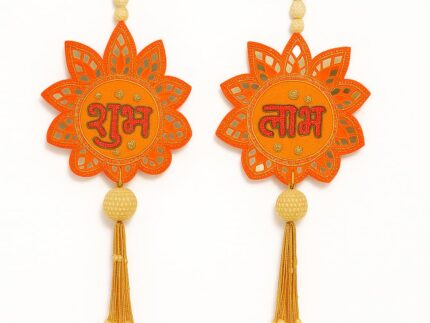 Traditional Indian Door Decor| Festive Toran with Beads & Mirror Work (Orange) Diwali, mandir Decoration, Co-Operate Return Gift
